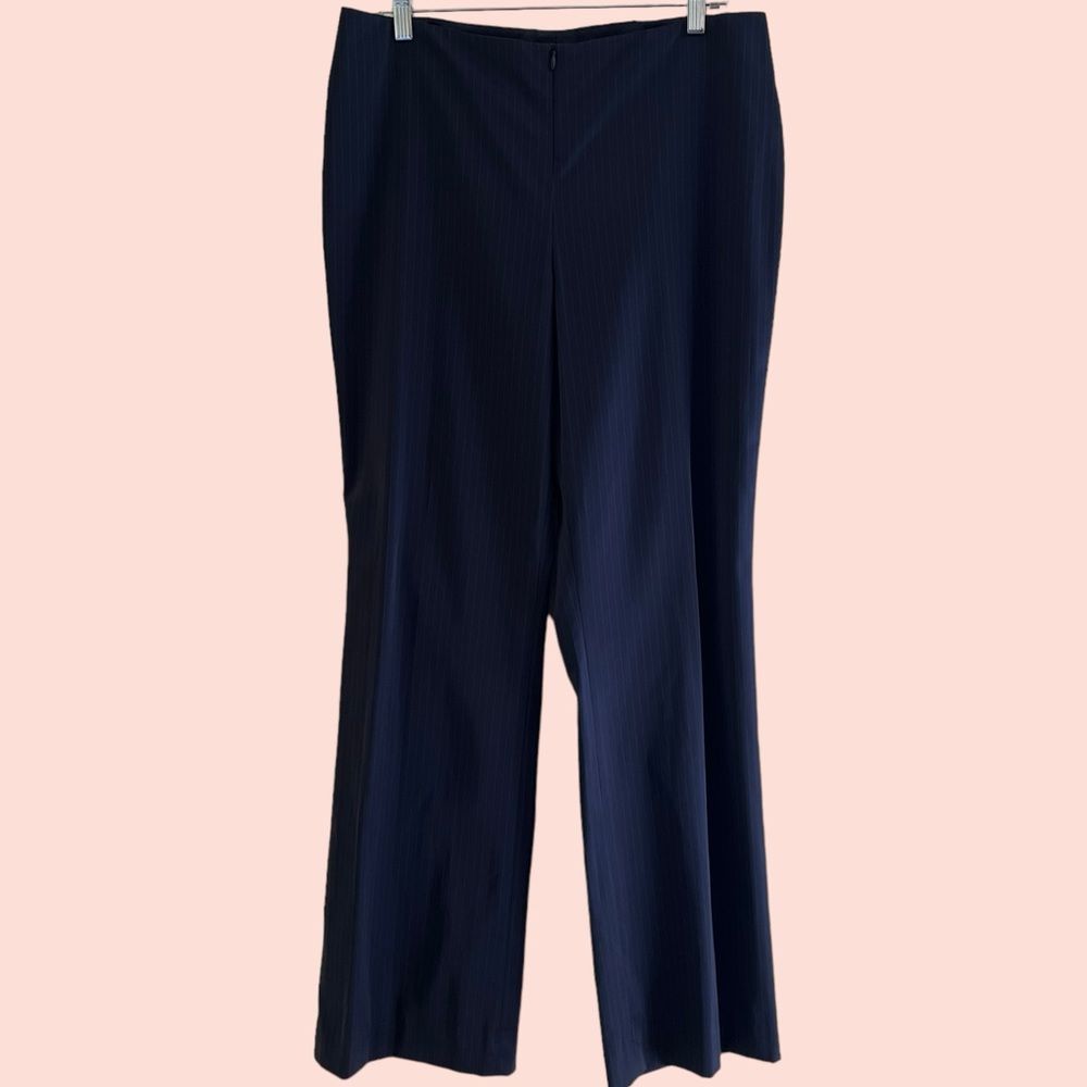 Doncaster Signature Navy Blue with Tan Pinstripe Front Zip Pant 12